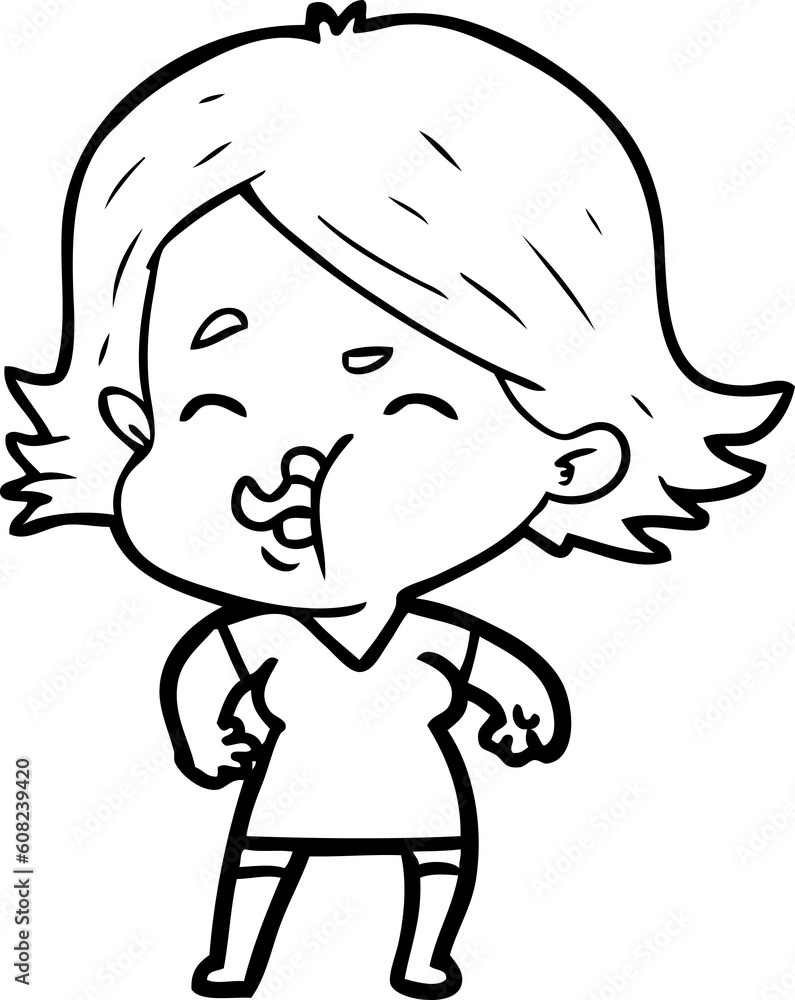 cartoon girl pulling face cartoon girl pulling face