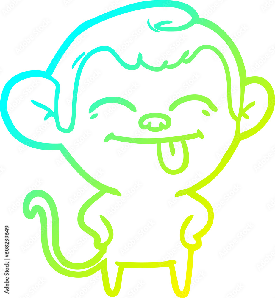 cold gradient line drawing of a funny cartoon monkey cold gradient line drawing of a funny cartoon monkey
