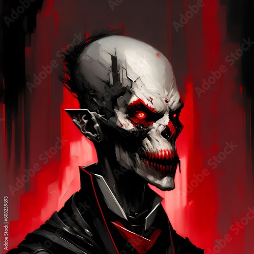 Portrait of a zombie, oil p...