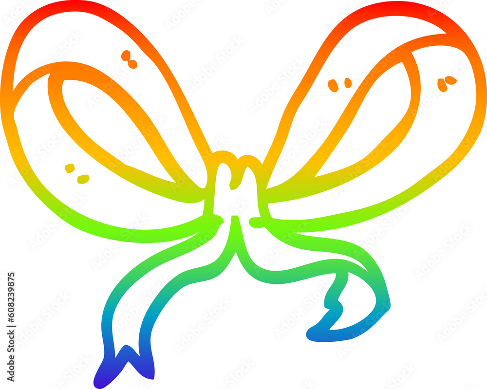 rainbow gradient line drawing of a cartoon red bow rainbow gradient line drawing of a cartoon red bow