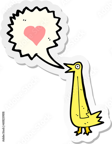 sticker of a cartoon tweeting bird