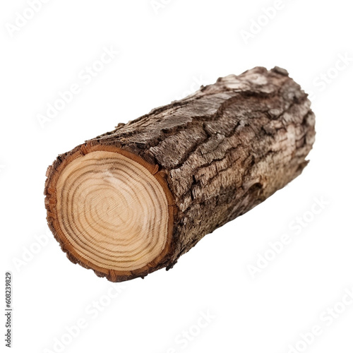 Wooden log as firewood isolated on a transparent background, created with generative AI