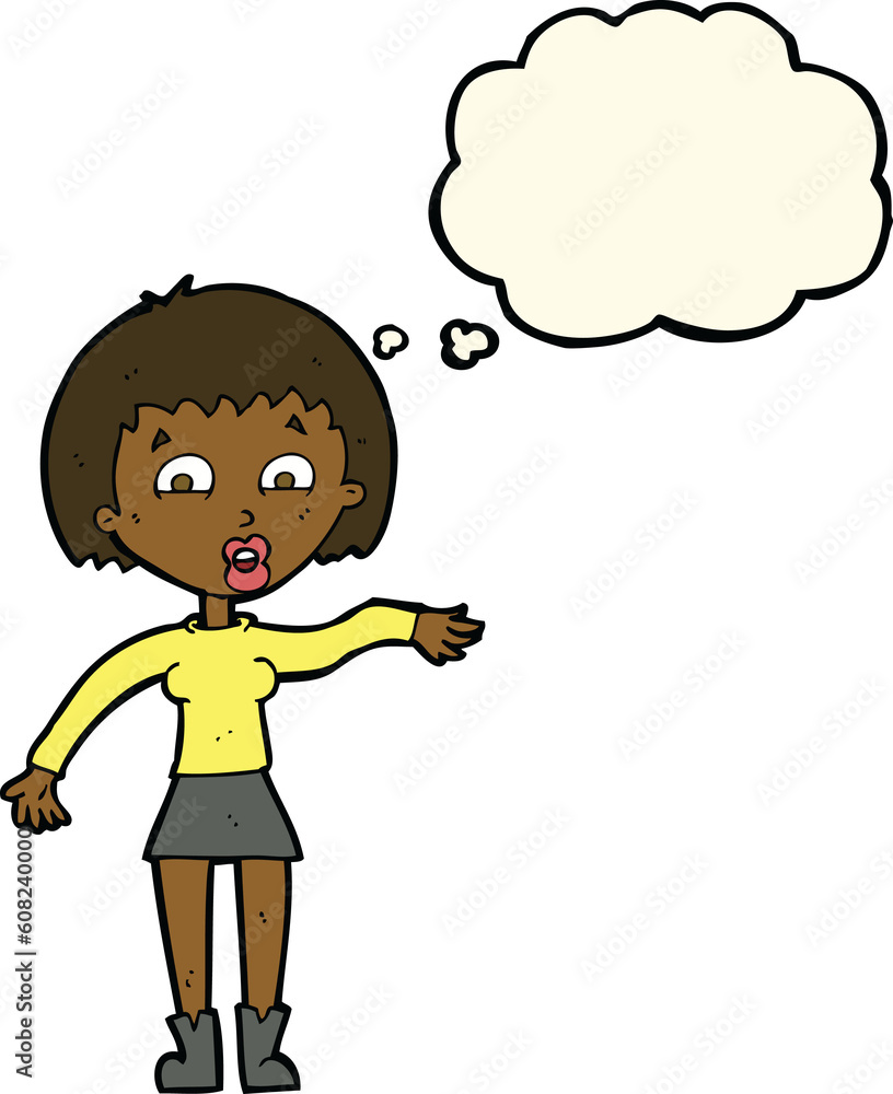 cartoon surprised woman with thought bubble cartoon surprised woman with thought bubble