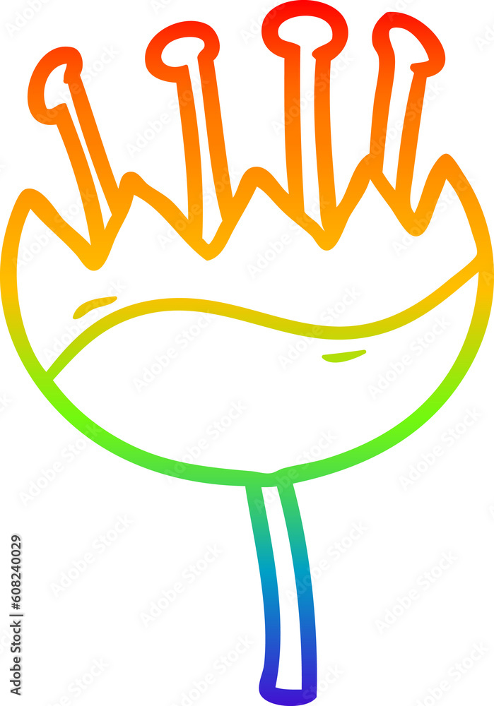 rainbow gradient line drawing of a cartoon flower rainbow gradient line drawing of a cartoon flower
