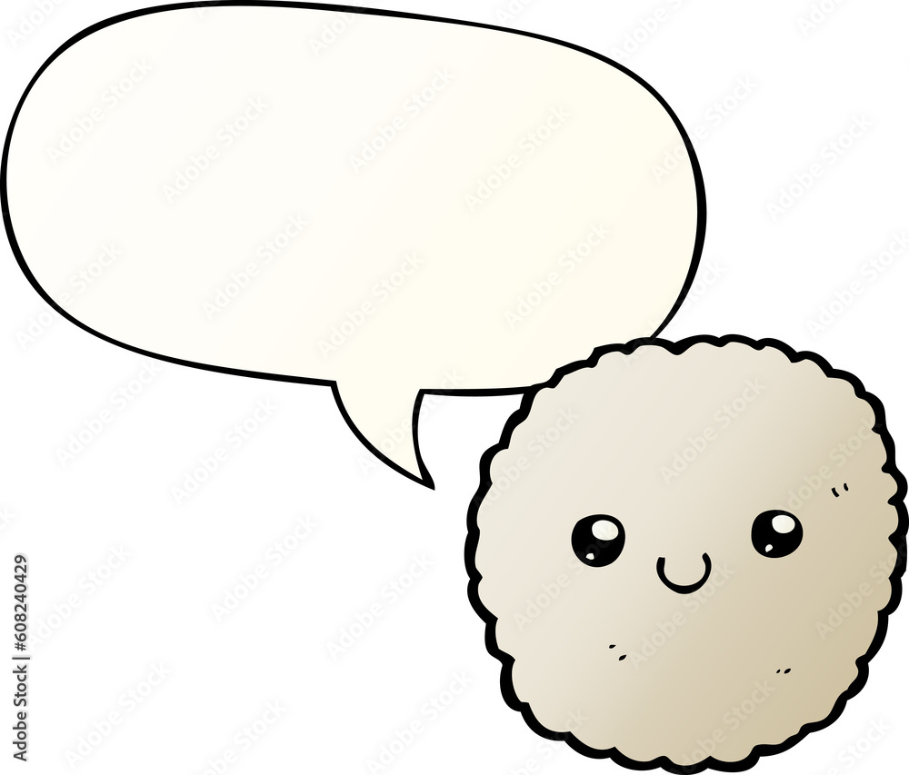 cartoon biscuit with speech bubble in smooth gradient style cartoon biscuit with speech bubble in smooth gradient style