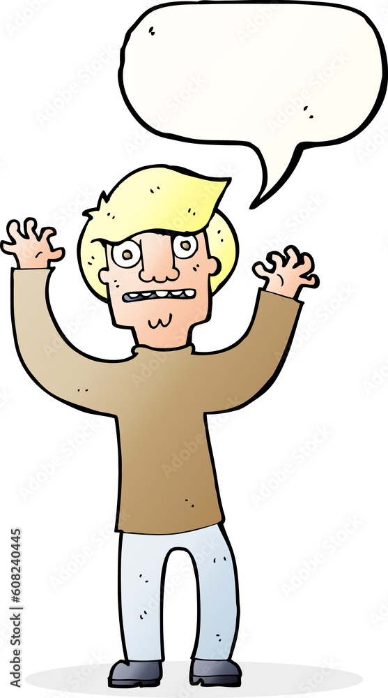 cartoon terrified man with speech bubble cartoon terrified man with speech bubble