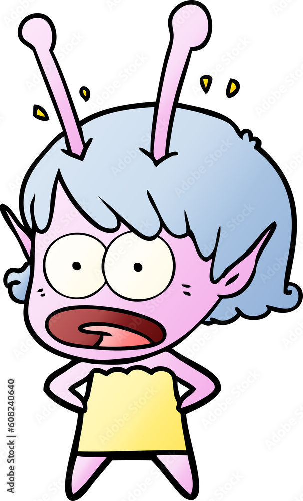 cartoon shocked alien girl cartoon shocked alien girl