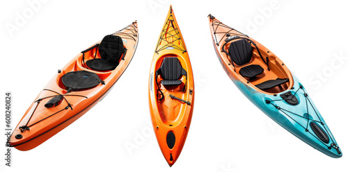 a set of kayak boats on transparent background