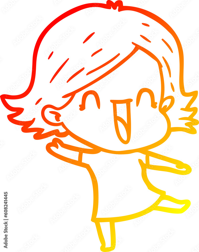 warm gradient line drawing of a cartoon laughing woman warm gradient line drawing of a cartoon laughing woman