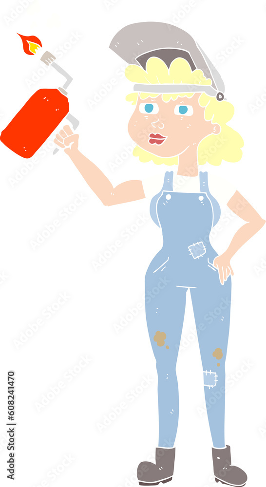 flat color illustration of woman welding flat color illustration of woman welding