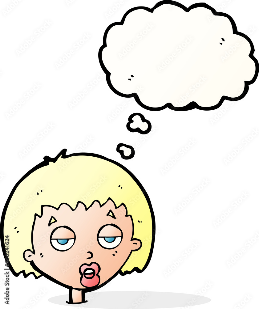 cartoon bored woman with thought bubble cartoon bored woman with thought bubble