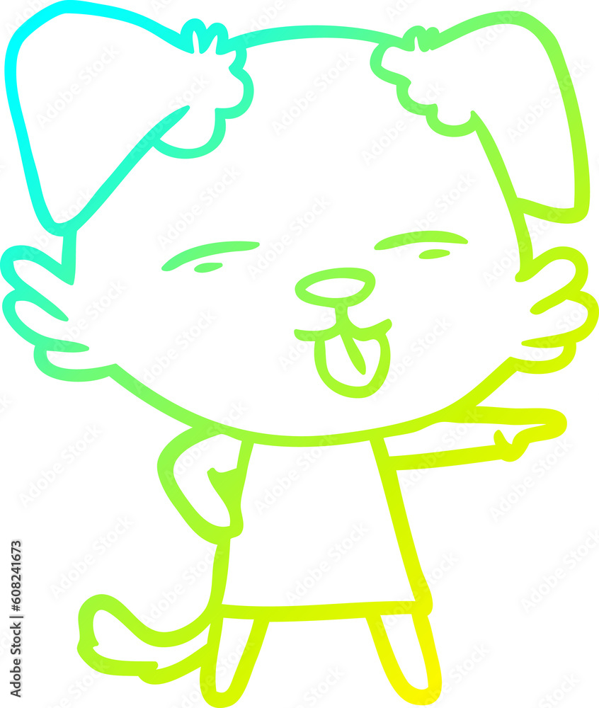 cold gradient line drawing of a cartoon dog sticking out tongue cold gradient line drawing of a cartoon dog sticking out tongue
