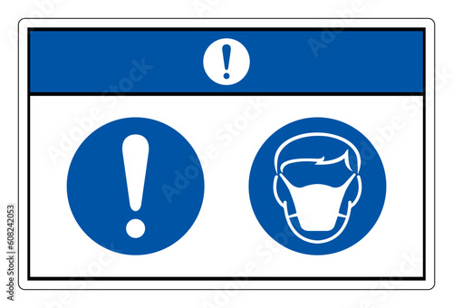 Notice Wear Face Mark Protection Symbol Sign,Vector Illustration, Isolated On White Background Label. EPS10