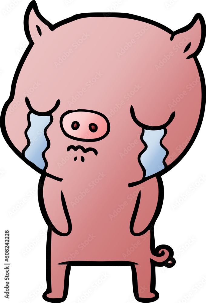cartoon pig crying