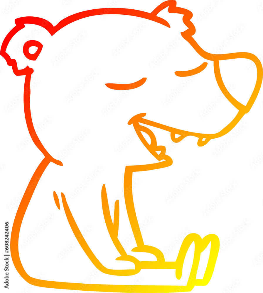 warm gradient line drawing of a cartoon bear warm gradient line drawing of a cartoon bear