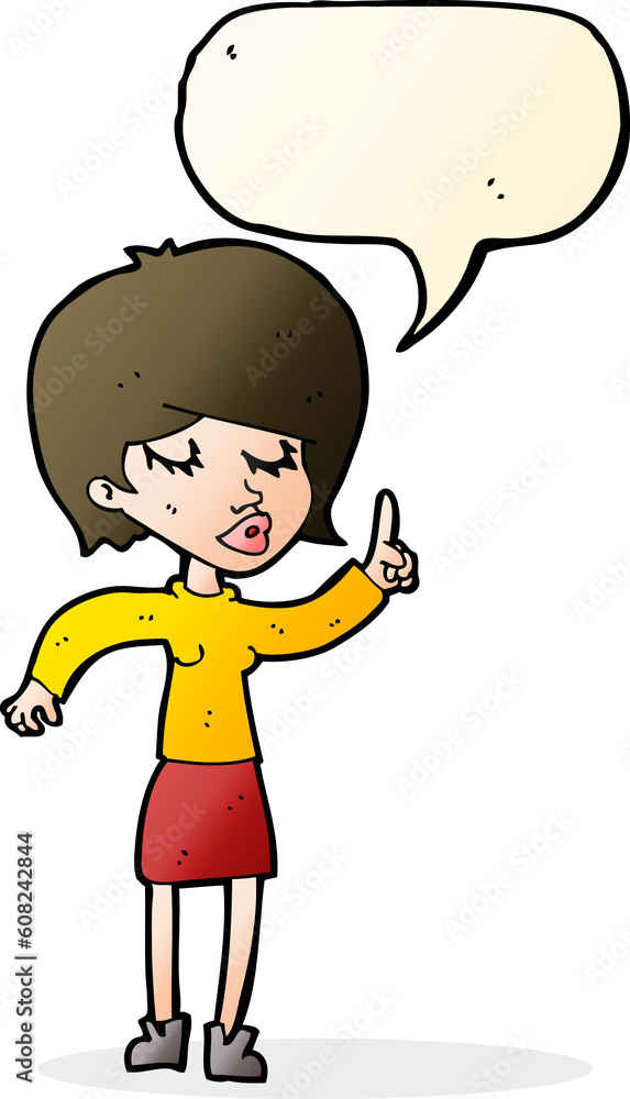 cartoon woman with idea with speech bubble cartoon woman with idea with speech bubble