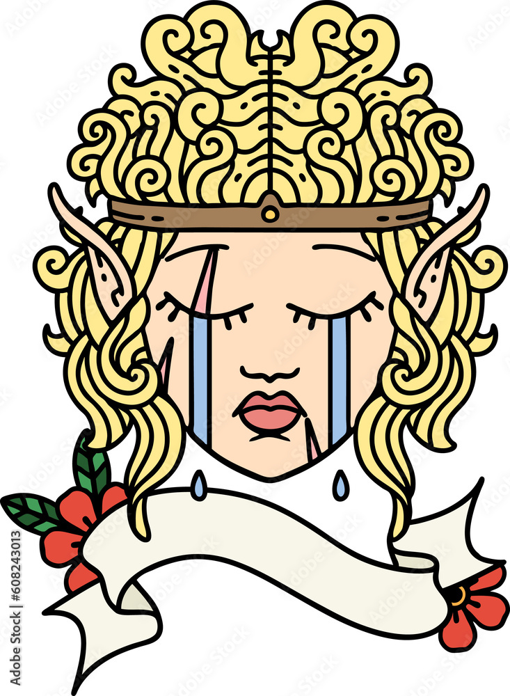Retro Tattoo Style crying elf barbarian character face Retro Tattoo Style crying elf barbarian character face