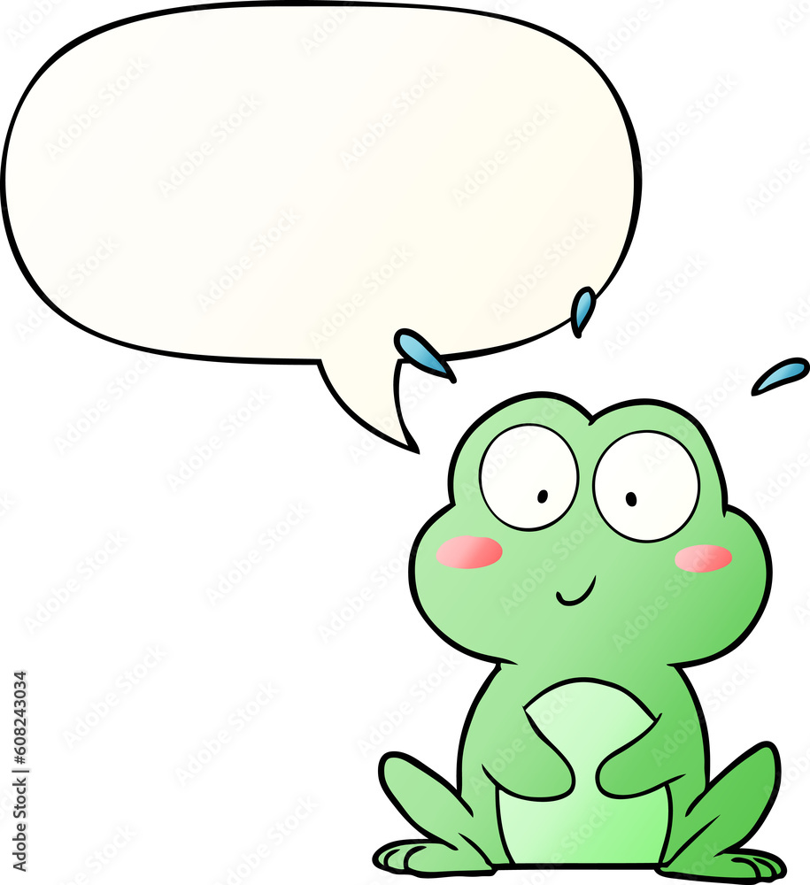 cute cartoon frog with speech bubble in smooth gradient style cute cartoon frog with speech bubble in smooth gradient style