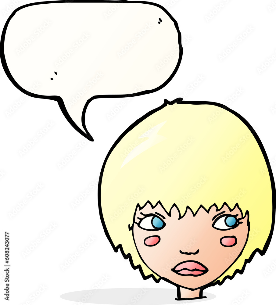 cartoon unhappy girl with speech bubble cartoon unhappy girl with speech bubble