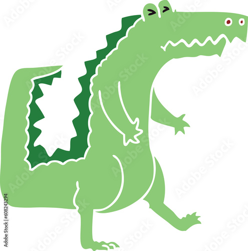 hand drawn quirky cartoon crocodile
