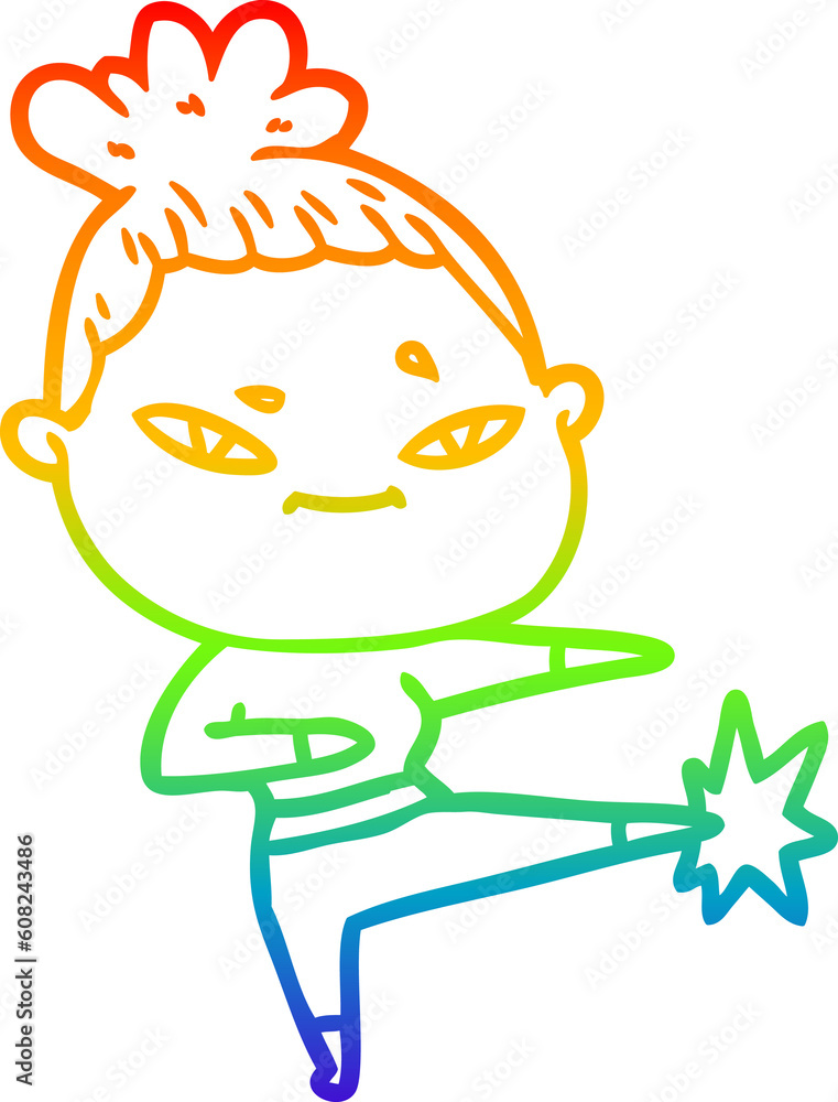 rainbow gradient line drawing of a cartoon woman rainbow gradient line drawing of a cartoon woman