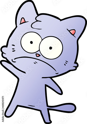 cartoon nervous cat