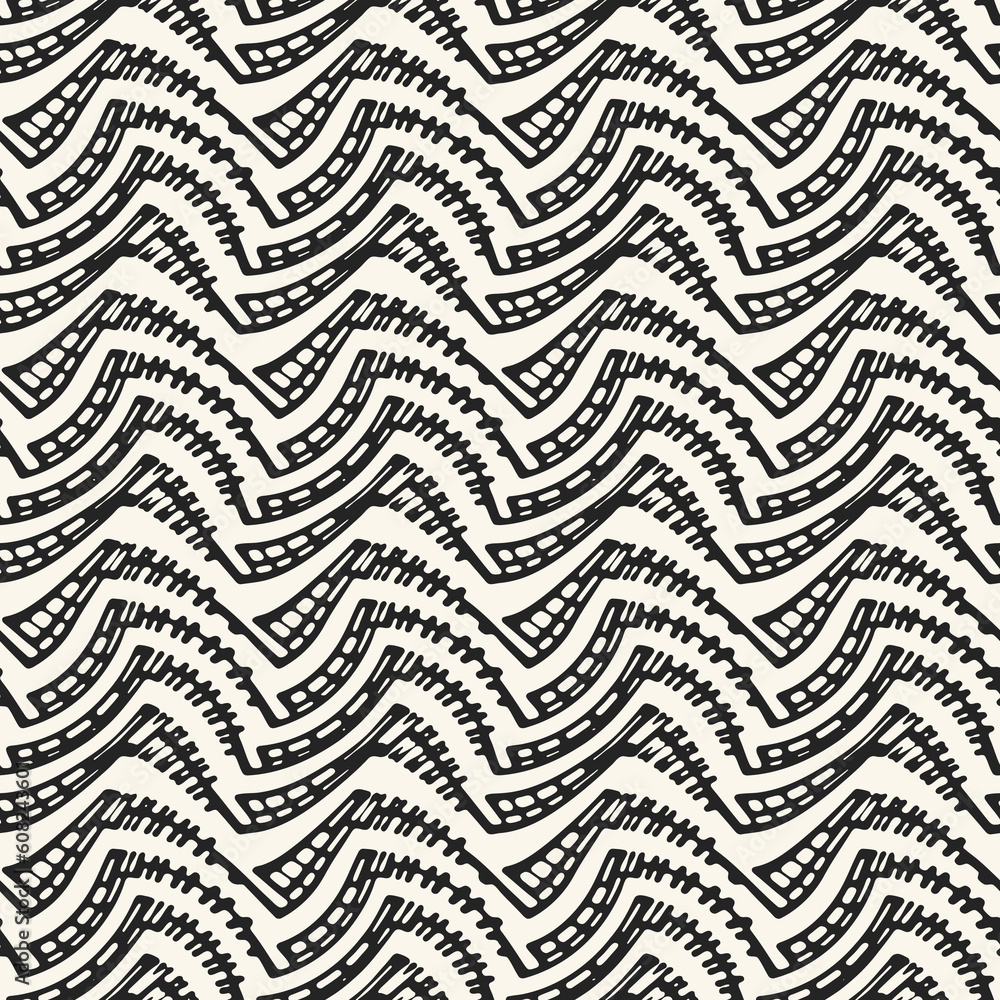Monochrome Twisted Zigzag Graphic Motif Textured Pattern Monochrome Twisted Zigzag Graphic Motif Textured Pattern