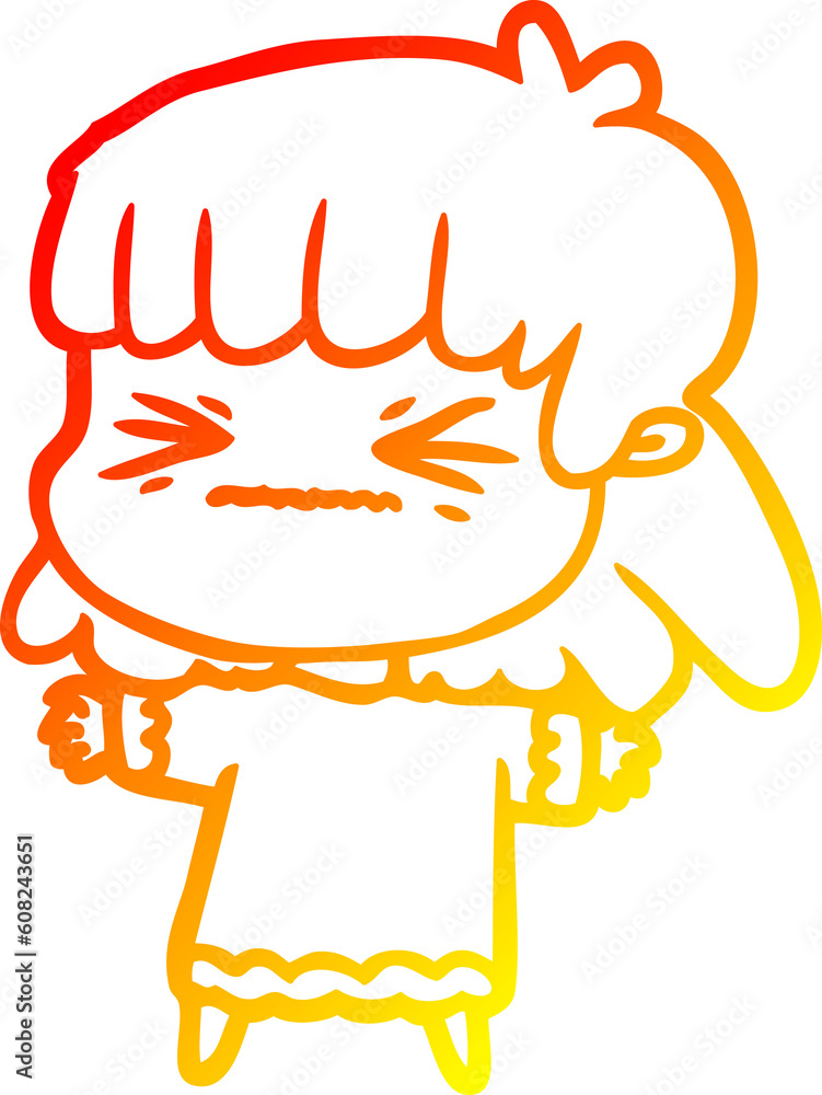 warm gradient line drawing of a cartoon woman warm gradient line drawing of a cartoon woman