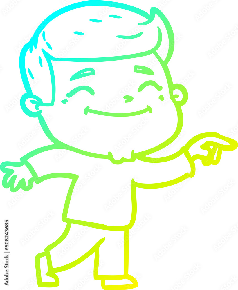 cold gradient line drawing of a happy cartoon man cold gradient line drawing of a happy cartoon man