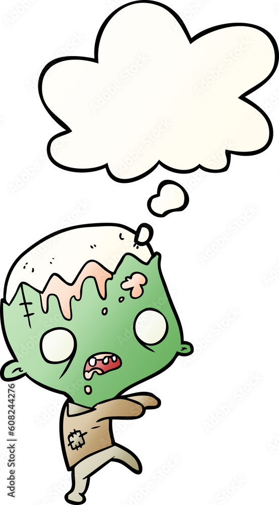 cartoon zombie with thought bubble in smooth gradient style cartoon zombie with thought bubble in smooth gradient style
