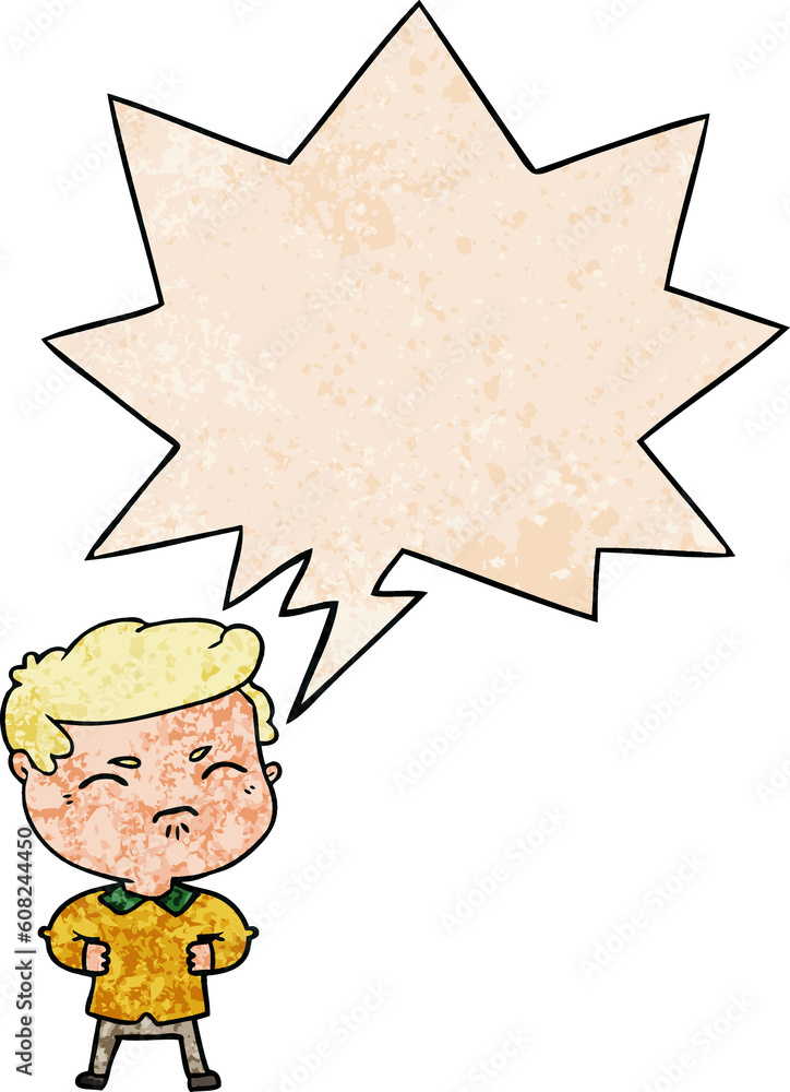 cartoon annoyed man with speech bubble in retro texture style cartoon annoyed man with speech bubble in retro texture style