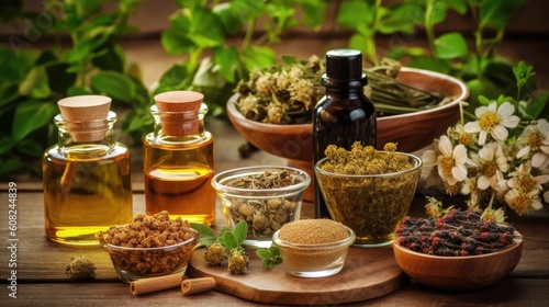 Discover the transformative potential of natural remedies in managing stress and anxiety. From adaptogenic herbs and aromatherapy to yoga and mindful movement. Generated by AI. photo