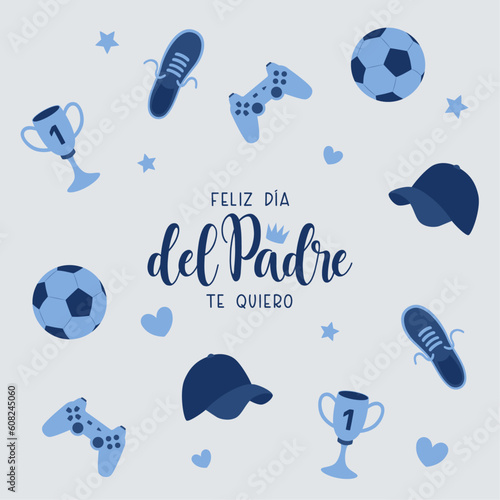 Feliz día del padre. Tarjeta de felicitación