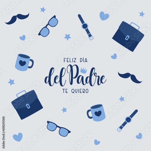 Feliz día del padre. Tarjeta de felicitación