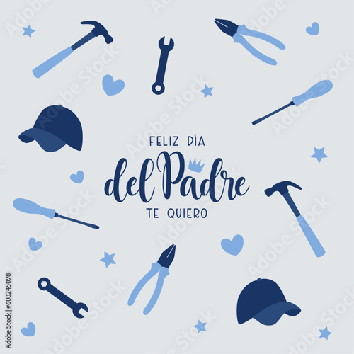 Feliz día del padre. Tarjeta de felicitación