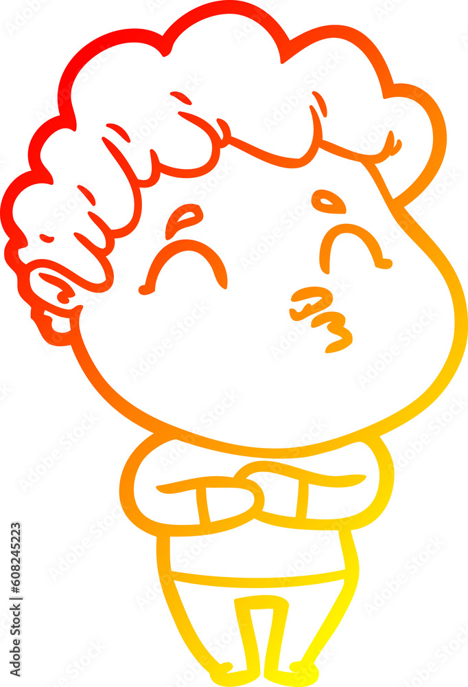 warm gradient line drawing of a cartoon man pouting warm gradient line drawing of a cartoon man pouting