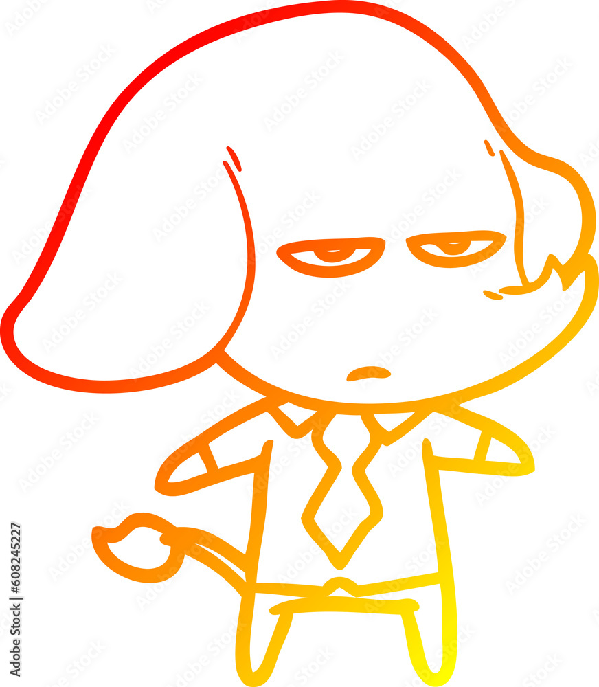 Obraz premium warm gradient line drawing of a annoyed cartoon elephant