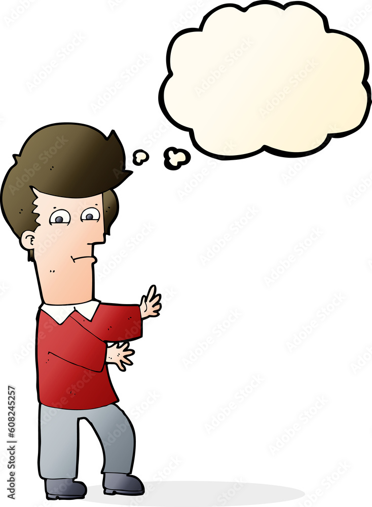 Fototapeta premium cartoon man gesturing wildly with thought bubble