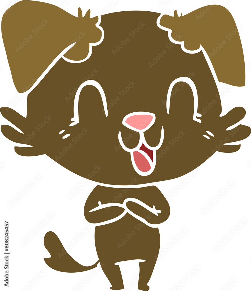laughing flat color style cartoon dog laughing flat color style cartoon dog