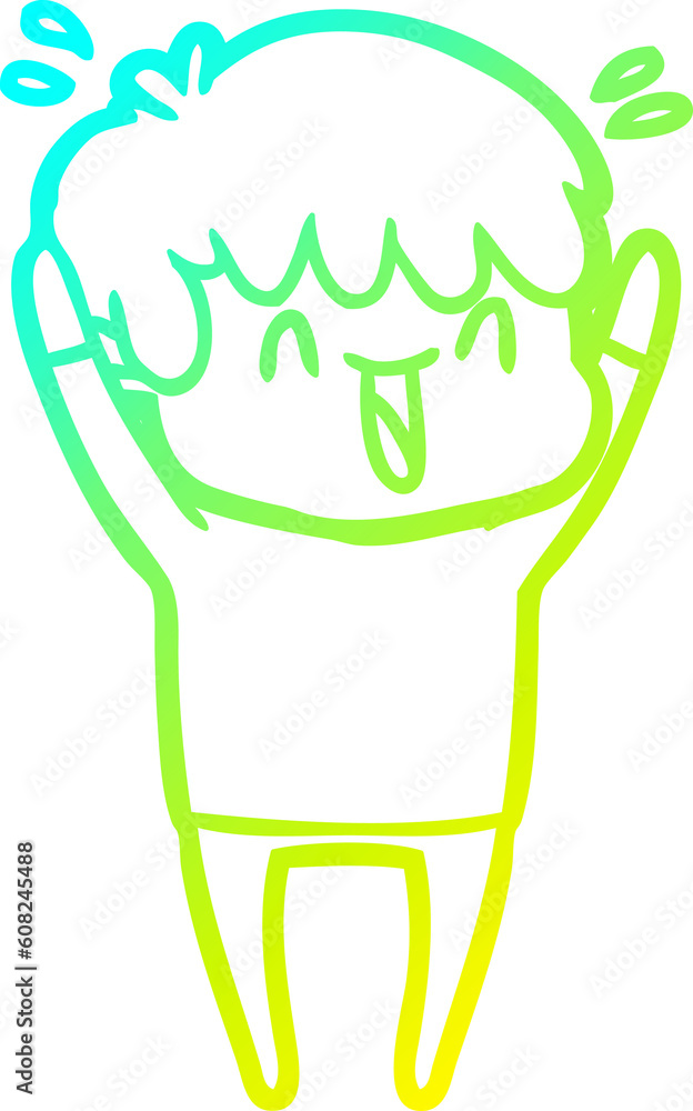 cold gradient line drawing of a cartoon laughing boy cold gradient line drawing of a cartoon laughing boy
