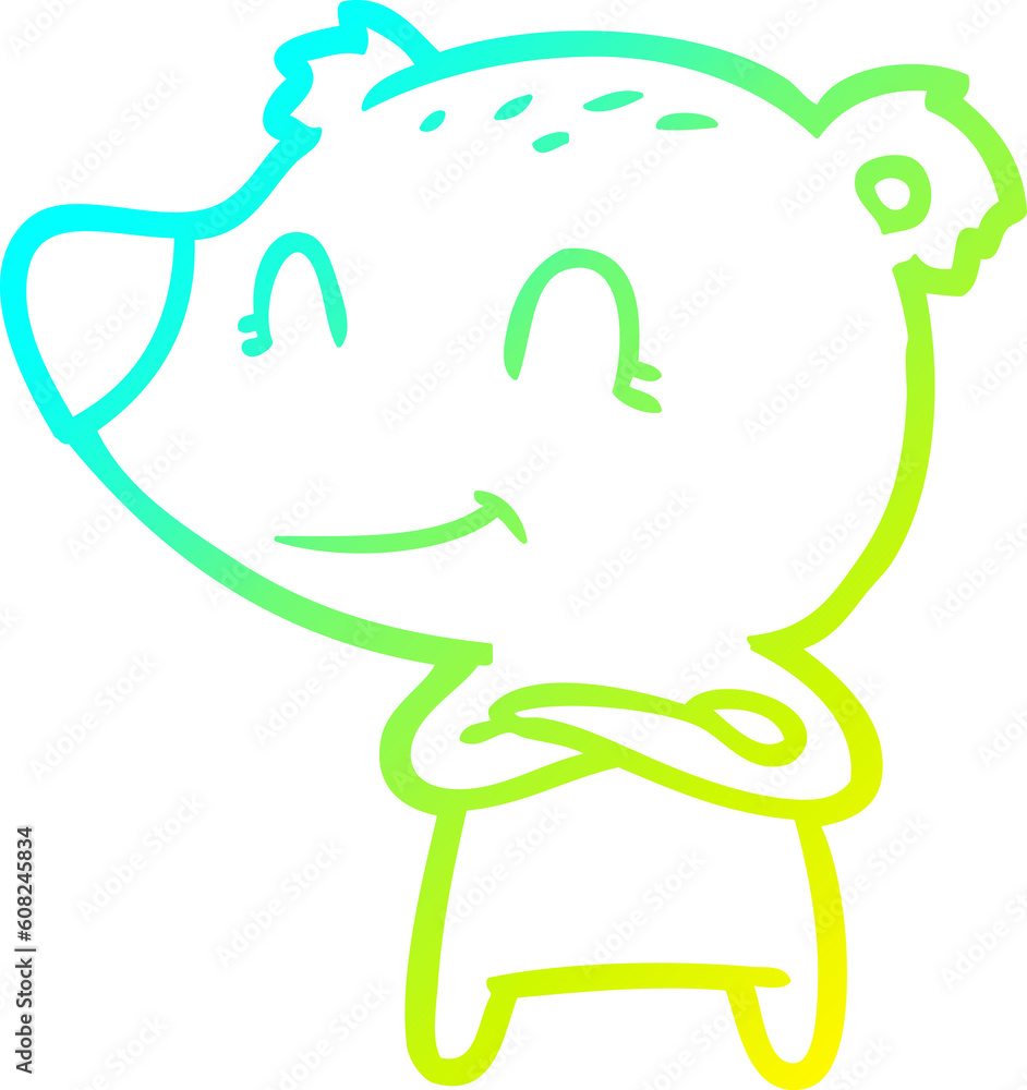 cold gradient line drawing of a smiling bear cartoon cold gradient line drawing of a smiling bear cartoon
