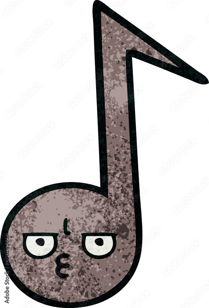 retro grunge texture cartoon of a musical note retro grunge texture cartoon of a musical note