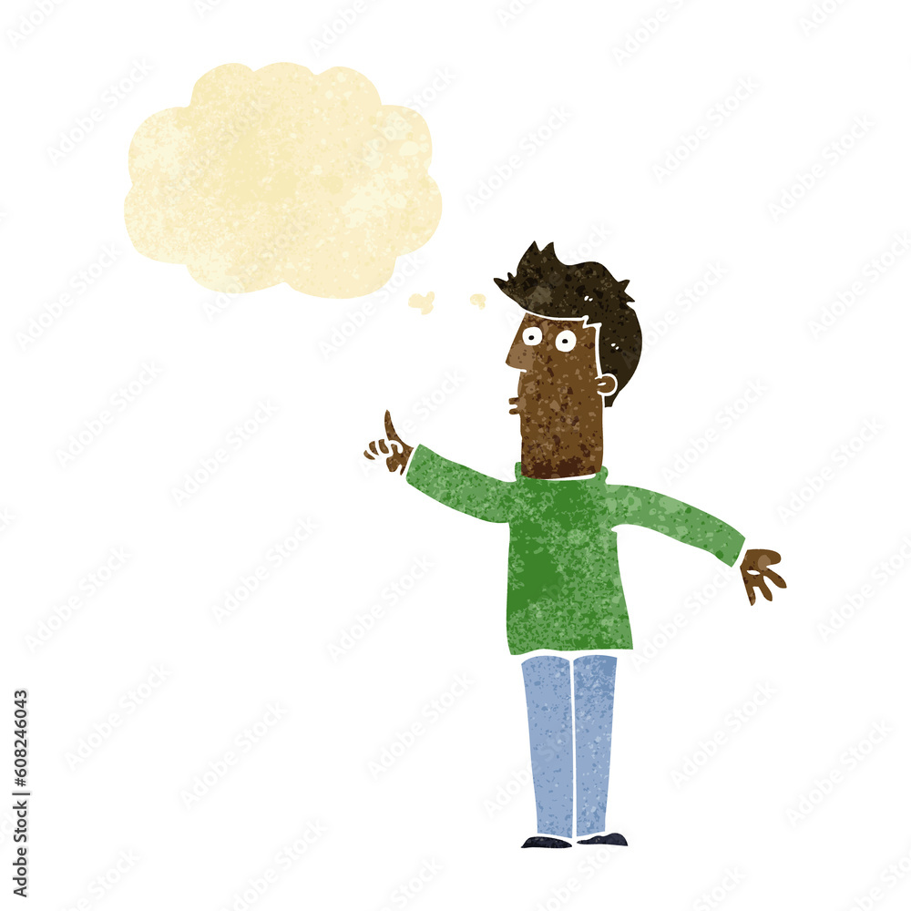 cartoon man advising caution with thought bubble cartoon man advising caution with thought bubble