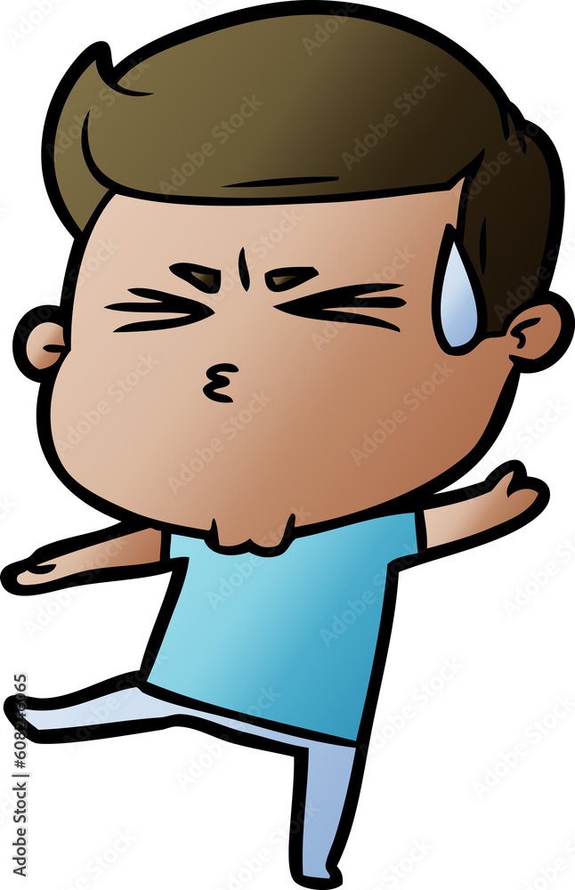 cartoon man sweating cartoon man sweating