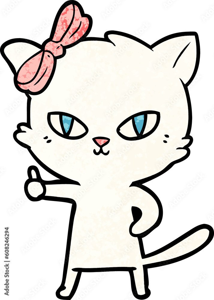 cute cartoon cat giving thumbs up symbol cute cartoon cat giving thumbs up symbol