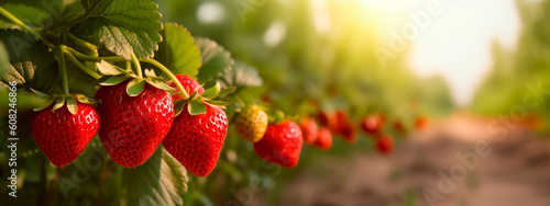 strawberries grow in the garden harvest. Generative Ai,