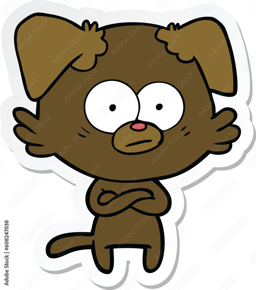 sticker of a nervous dog cartoon sticker of a nervous dog cartoon