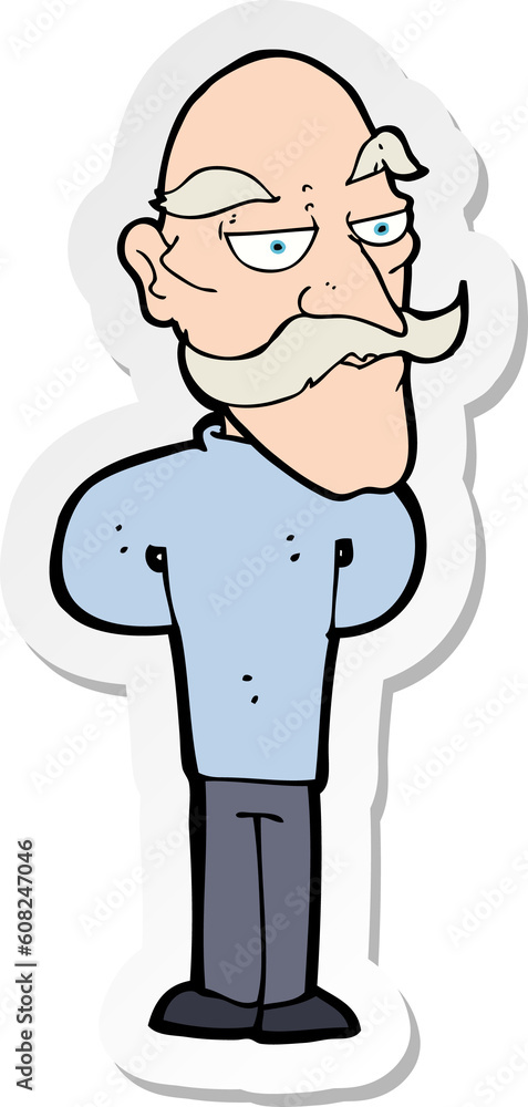 sticker of a cartoon old man with mustache