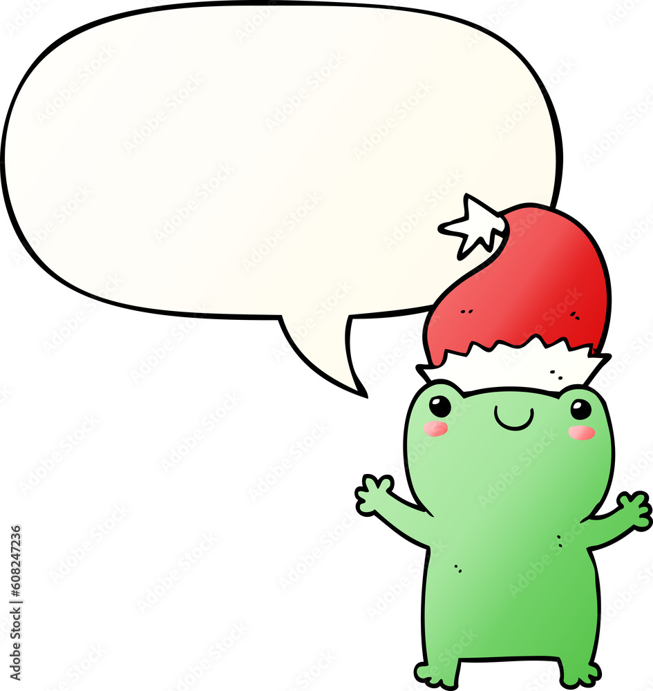 cute christmas frog with speech bubble in smooth gradient style cute christmas frog with speech bubble in smooth gradient style