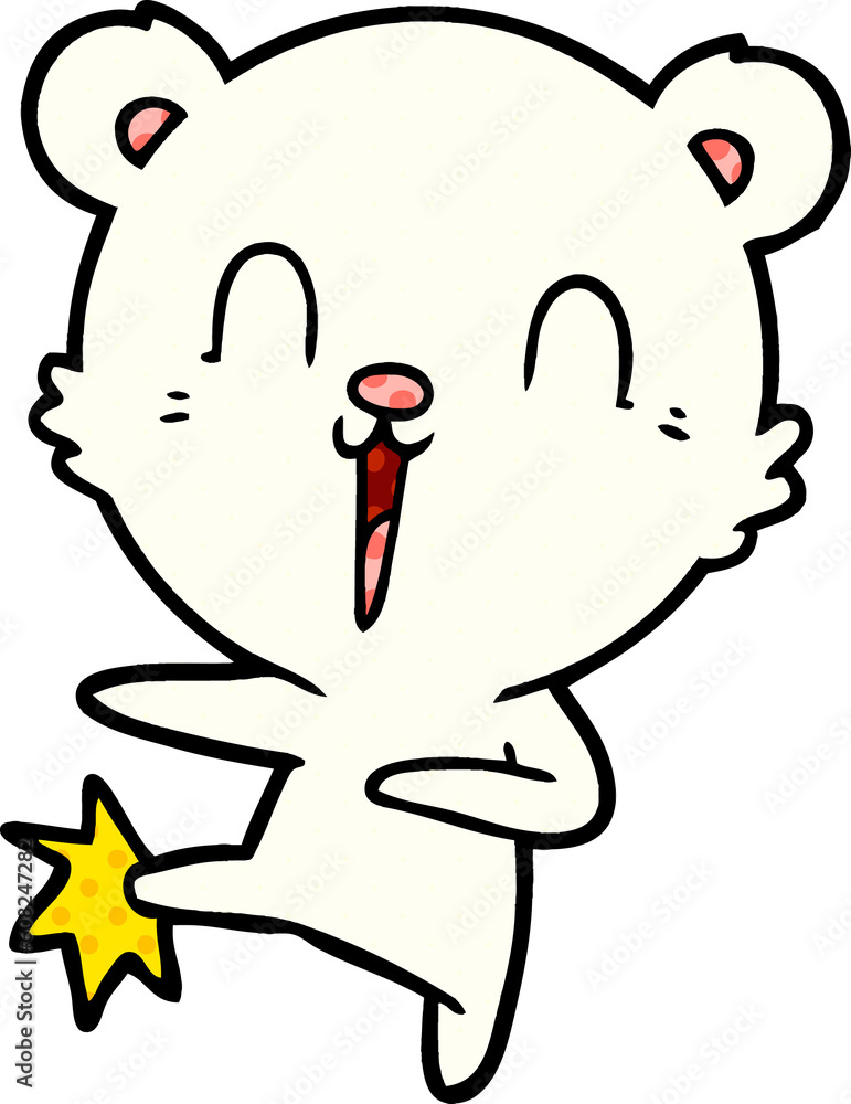 happy cartoon polar bear kicking happy cartoon polar bear kicking
